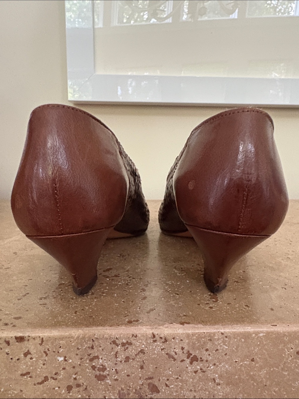 🔥HP🔥VTG Stéphane Kélian Paris, Brown Woven Pointed-Toe Pumps - Picture 4 of 17
